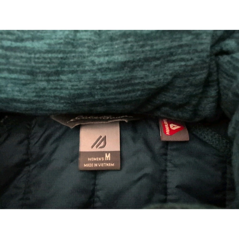 Eddie Bauer Womens Quilted Jacket Primaloft Hybrid Hidden Hood Teal Sz M - Picture 8 of 9